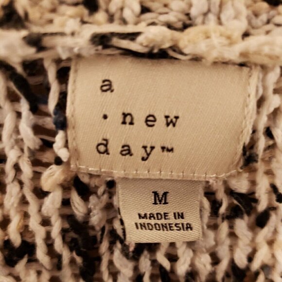 A New Day  Womens Black White Heathered Wide Cuff Sweater Medium - Picture 5 of 6